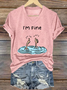 Women's I Am Fine Print Casual T-Shirt