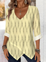 Elegant Commuting Polka Dot Pattern V-Neck Pointed Hem Long-Sleeved Top