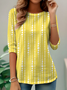 Elegant Commuting Simple Pattern Print Round Neck Long Sleeve T-Shirt