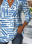 Elegant Commuter Striped Patchwork Pattern Print V-Neck Long-Sleeved T-Shirt