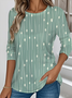 Elegant Commuter Striped Polka Dot Pattern Round Neck Long Sleeve T-Shirt