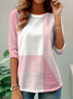 Elegant Commuting Simple Striped Pattern Print Round Neck Long Sleeve T-Shirt