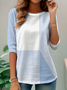 Elegant Commuting Simple Striped Pattern Print Round Neck Long Sleeve T-Shirt