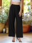 Women's  Elastic Waist H-Line Wide Leg Pants Daily Going Out Pants Lake Blue Casual Split Joint Plain Spring/Fall Pants