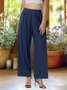 Women's  Elastic Waist H-Line Wide Leg Pants Daily Going Out Pants Lake Blue Casual Split Joint Plain Spring/Fall Pants