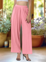 Women's  Elastic Waist H-Line Wide Leg Pants Daily Going Out Pants Lake Blue Casual Split Joint Plain Spring/Fall Pants