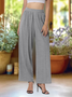 Women's  Elastic Waist H-Line Wide Leg Pants Daily Going Out Pants Lake Blue Casual Split Joint Plain Spring/Fall Pants