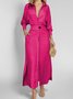 Women's Long Sleeve Spring/Fall Plain Split Joint V Neck Daily Going Out Maxi Dress