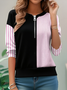 Cotton Loose Multicolor Block Simple Sweatshirt