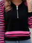 Crew Neck Multicolor Block Simple Sweatshirt