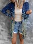 Floral Geometric Print Gradient Patchwork Mid-length Coat Cardigan
