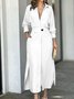 Women's Long Sleeve Spring/Fall Plain Split Joint V Neck Daily Going Out Maxi Dress