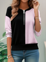 Cotton Loose Multicolor Block Simple Sweatshirt
