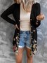 Floral Geometric Print Gradient Patchwork Mid-length Coat Cardigan