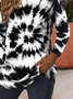 Women's Long Sleeve T-shirt Spring/Fall Black-white Tie-Dye Pattern Printing Jersey Crew Neck Daily Going Out Casual Top