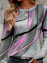 Women's Long Sleeve T-shirt Spring/Fall Gray Abstract Printing Jersey Crew Neck Daily Going Out Casual Top