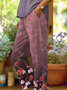 Women's  H-Line Baggy Pants Daily Going Out Pants Deep Pink Casual Printing Floral Spring/Fall Pants