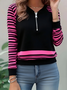 Crew Neck Multicolor Block Simple Sweatshirt