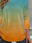 Women's Long Sleeve T-shirt Spring/Fall As Picture Ombre Printing Jersey Crew Neck Daily Going Out Casual Top