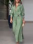 Women's Long Sleeve Spring/Fall Plain Split Joint V Neck Daily Going Out Maxi Dress