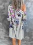 Floral Geometric Print Gradient Patchwork Mid-length Coat Cardigan