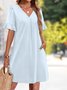 Regular Fit Casual V Neck Dress With No
