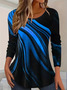 Women's Long Sleeve T-shirt Spring/Fall Red Abstract Printing Jersey Crew Neck Daily Going Out Casual Top