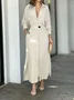 Women's Long Sleeve Spring/Fall Plain Split Joint V Neck Daily Going Out Maxi Dress