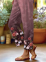 Women's  H-Line Baggy Pants Daily Going Out Pants Deep Pink Casual Printing Floral Spring/Fall Pants