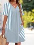 V Neck Plain Casual Dress With No