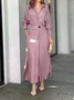 Women's Long Sleeve Spring/Fall Plain Split Joint V Neck Daily Going Out Maxi Dress