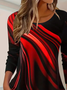 Women's Long Sleeve T-shirt Spring/Fall Red Abstract Printing Jersey Crew Neck Daily Going Out Casual Top