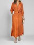 Women's Long Sleeve Spring/Fall Plain Split Joint V Neck Daily Going Out Maxi Dress