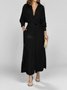 Women's Long Sleeve Spring/Fall Plain Split Joint V Neck Daily Going Out Maxi Dress