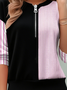 Cotton Loose Multicolor Block Simple Sweatshirt
