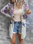 Floral Geometric Print Gradient Patchwork Mid-length Coat Cardigan