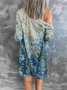 Floral Geometric Print Gradient Patchwork Mid-length Coat Cardigan