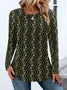 Women Casual Color Block Spring/Fall Polyester Micro-Elasticity Regular Fit Long Sleeve Regular Regular T-shirts