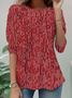Women's Long Sleeve T-shirt Spring/Fall Red Abstract Stripes Printing Jersey Crew Neck Daily Going Out Casual Top