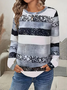 Women's Long Sleeve T-shirt Spring/Fall Gray Abstract Printing Jersey Crew Neck Daily Going Out Casual Top