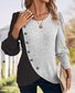 Slim Fit Round Neck Color Matching Ribbed Cross Hem Long Sleeve Spring And Autumn Knitted Commuter T-Shirt Top