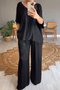 Women's Split Joint Plain Daily Going Out Two-Piece Set Purple Casual Summer Top With Pants Matching Set