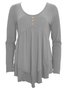 Elegant Commuting Slim Fit Three-Button Casual Solid Color Long-Sleeved Dress Top