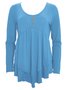 Elegant Commuting Slim Fit Three-Button Casual Solid Color Long-Sleeved Dress Top