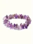 Natural Stone Gravel Crystal Ladies Chain Bracelet Irregular Small Gravel Amethyst Bracelet Elastic Bracelet Necklace 2-piece Set