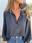 Women's Long Sleeve Shirt Spring/Fall Fuchsia Plain Split Joint Shawl Collar Dolman Sleeve Daily Going Out Casual Top