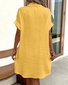 Solid Color Single-Breasted Mid-Length Short-Sleeved Loose Casual Commuter Dress