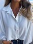 Women's Long Sleeve Shirt Spring/Fall Fuchsia Plain Split Joint Shawl Collar Dolman Sleeve Daily Going Out Casual Top