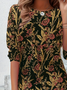 Women's Long Sleeve T-shirt Spring/Fall Black Floral Printing Jersey Crew Neck Daily Going Out Casual Top