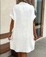 Solid Color Single-Breasted Mid-Length Short-Sleeved Loose Casual Commuter Dress